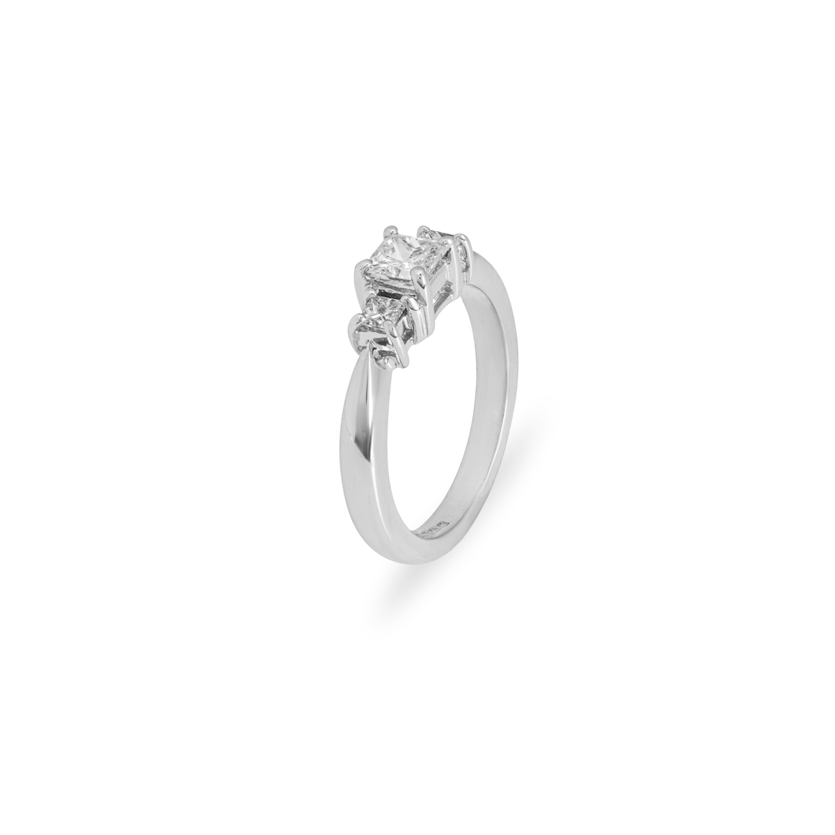 White Gold Princess Cut Diamond Three Stone Ring 0.75ct